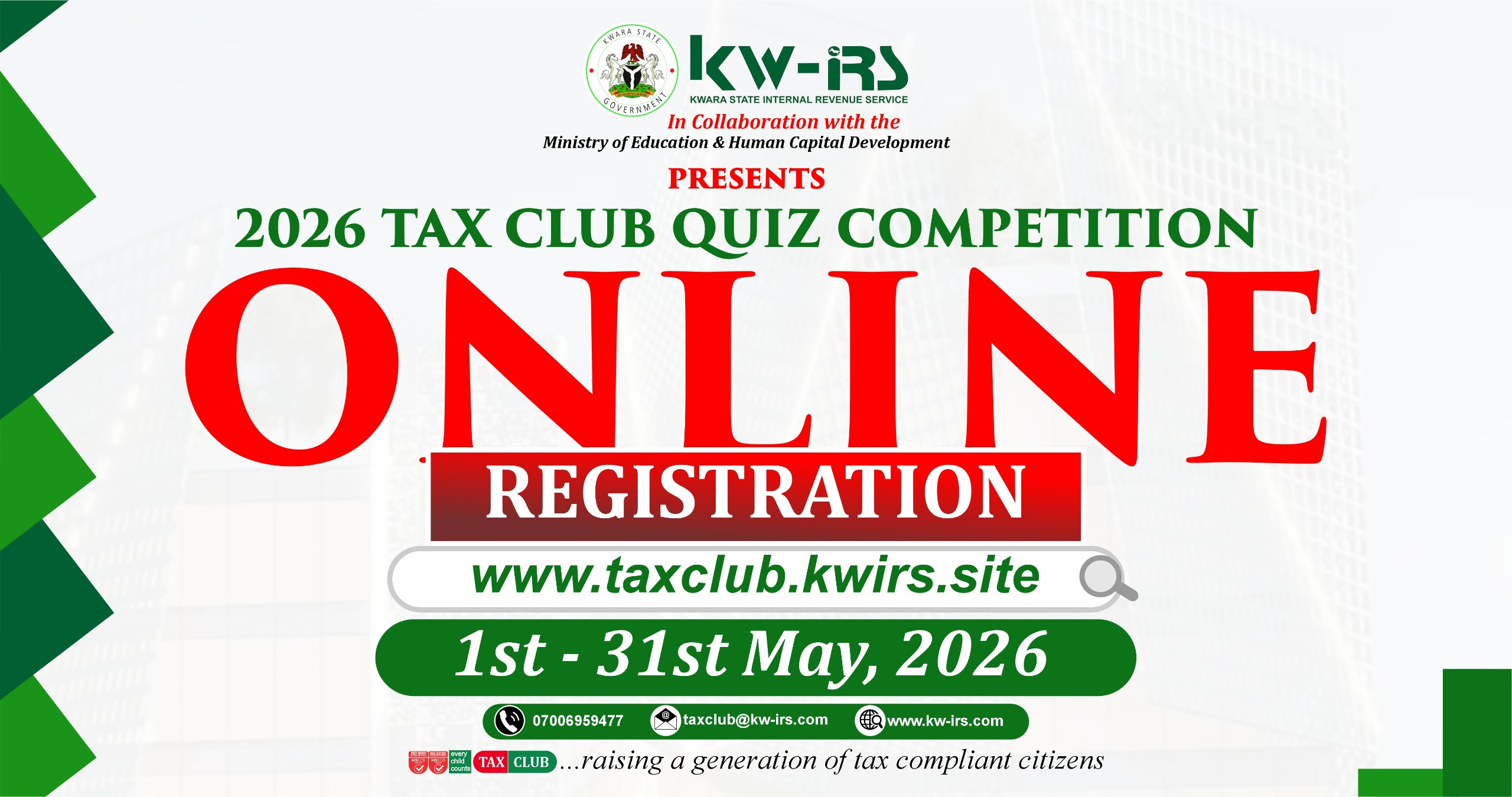 NOTICE ON COMMENCEMENT OF 2026 TAX CLUB QUIZ COMPETITION